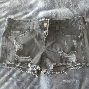Express Charcoal Distressed Jean Shorts